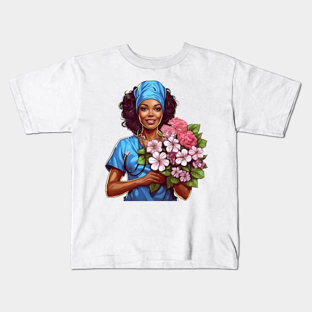 Black Nurse #7 Kids T-Shirt by Chromatic Fusion Studio